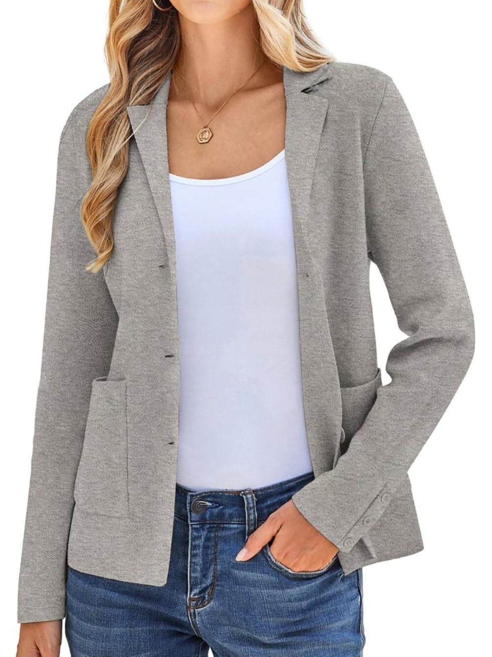 Sweater Blazer Women Casual, Bussiness Stretchy Knit Blazers